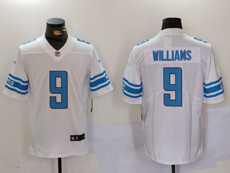 Men's Detroit Lions Jameson Williams #9 White Jersey